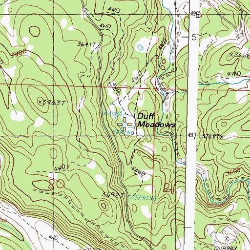 Topographic Map of Duff Meadows, OR
