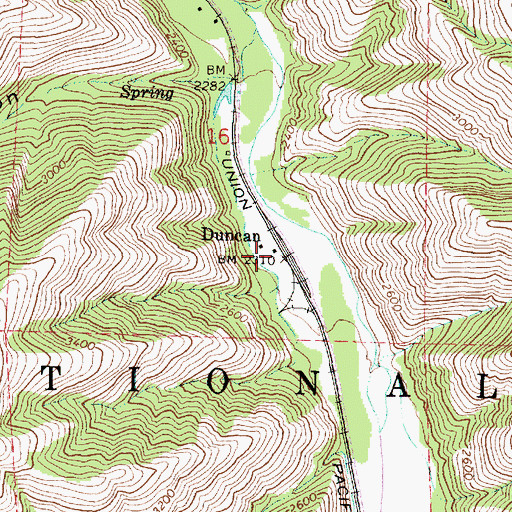 Topographic Map of Duncan, OR