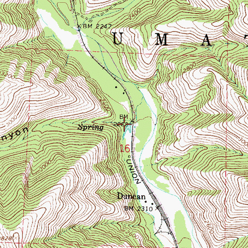 Topographic Map of Duncan Canyon, OR
