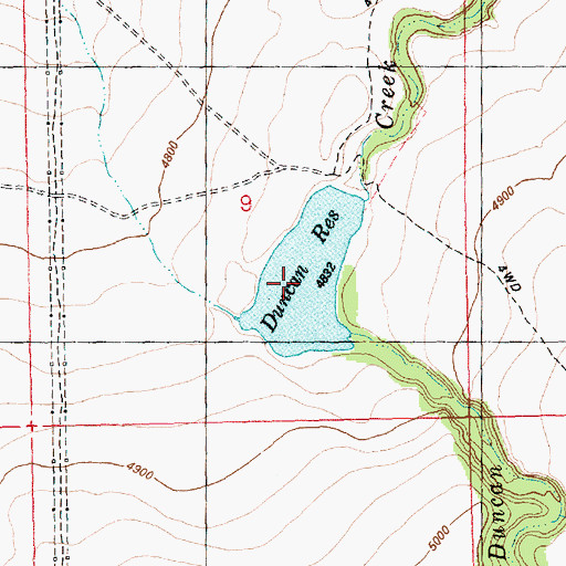 Topographic Map of Duncan Reservoir, OR