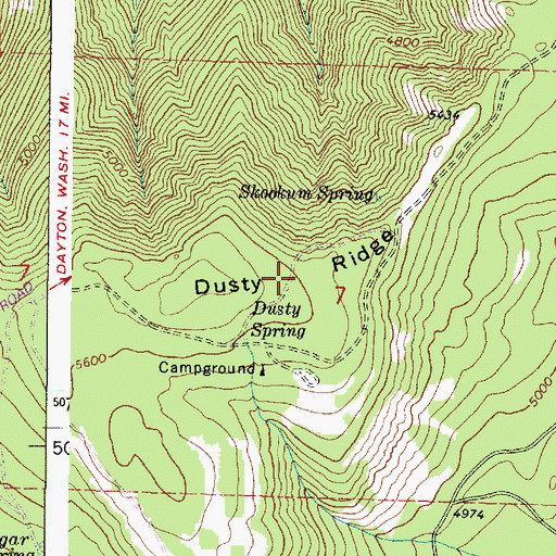 Topographic Map of Dusty Ridge, OR