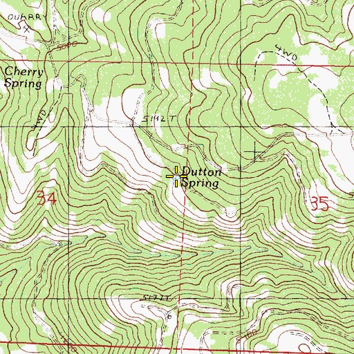 Topographic Map of Dutton Spring, OR