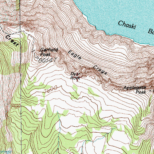 Topographic Map of Eagle Crags, OR