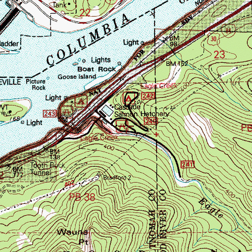 Topographic Map of Eagle Creek Recreation Site, OR