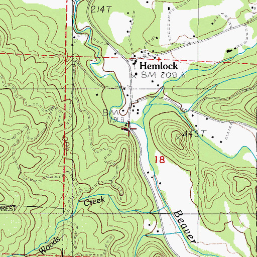 Topographic Map of East Beaver Creek, OR