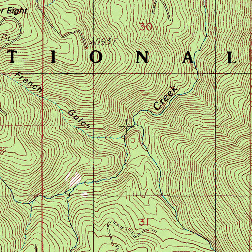Topographic Map of East Fork Bolan Creek, OR