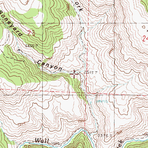 Topographic Map of East Fork Boneyard Canyon, OR