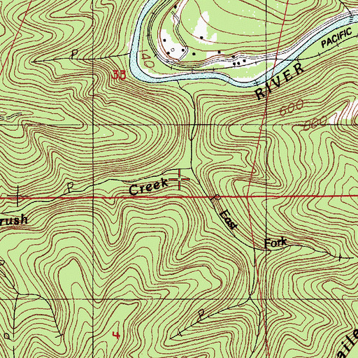 Topographic Map of East Fork Brush Creek, OR