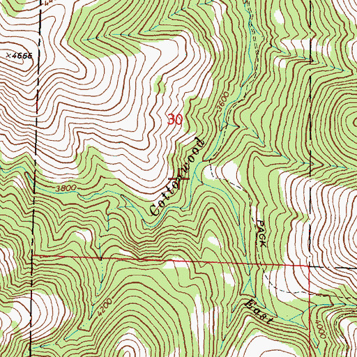 Topographic Map of East Fork Cottonwood Creek, OR