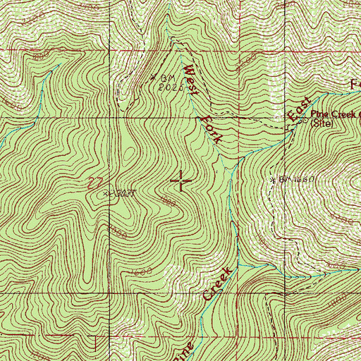 Topographic Map of East Fork Pine Creek, OR