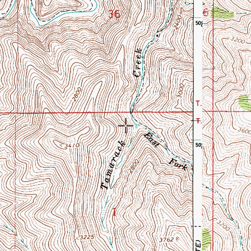Topographic Map of East Fork Tamarack Creek, OR