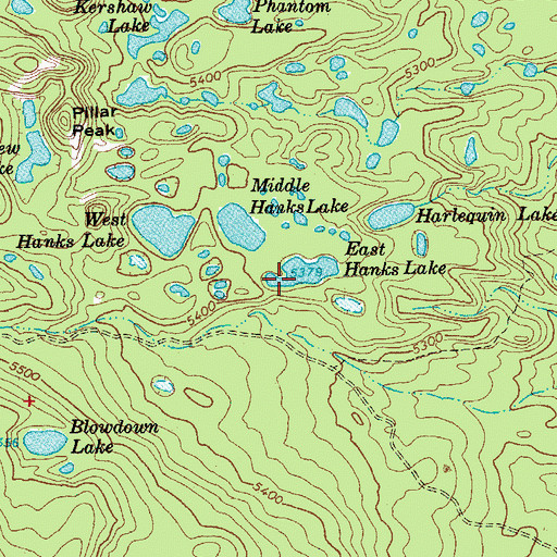 Topographic Map of East Hanks Lake, OR