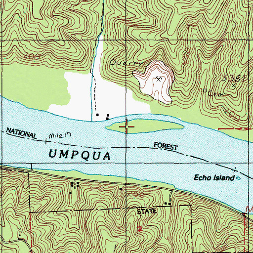 Topographic Map of Echo Island, OR