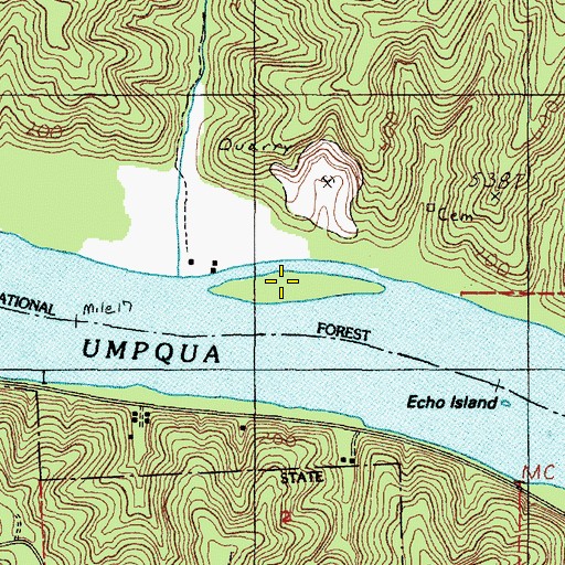 Topographic Map of Echo Island, OR