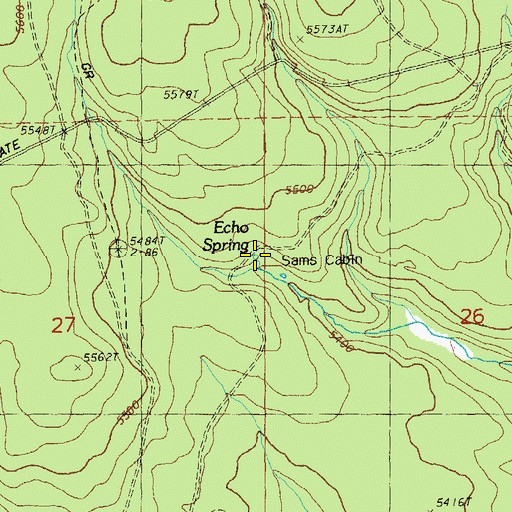 Topographic Map of Echo Spring, OR