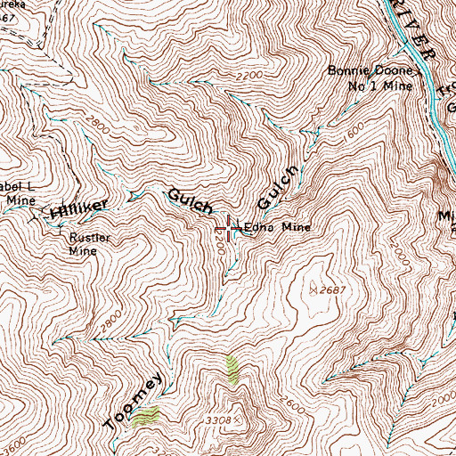Topographic Map of Edna Mine, OR