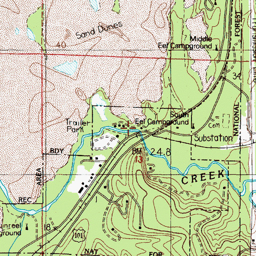 Topographic Map of Eel Creek, OR