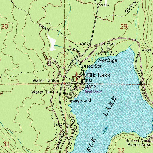 Topographic Map of Elk Lake, OR