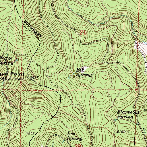 Topographic Map of Elk Spring, OR