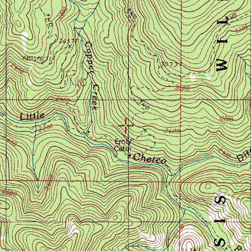 Topographic Map of Emily Cabin, OR