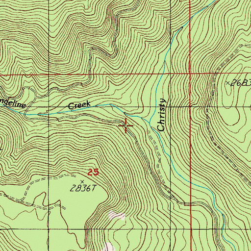 Topographic Map of Evangeline Creek, OR