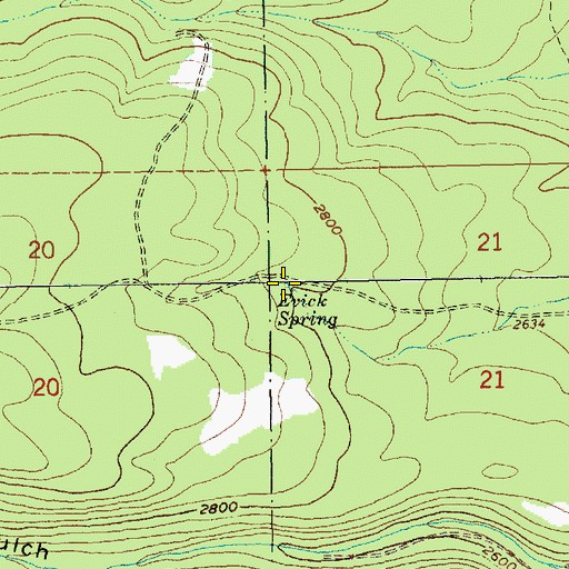 Topographic Map of Evick Spring, OR