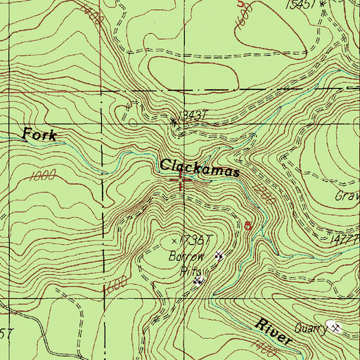 Topographic Map of Fall Creek, OR