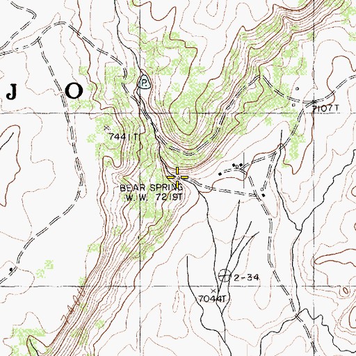 Topographic Map of Bear Spring, AZ