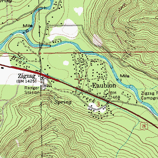 Topographic Map of Faubion, OR