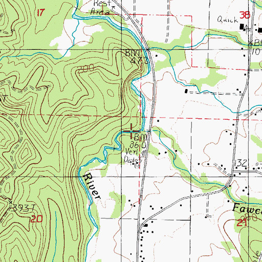Topographic Map of Fawcett Creek, OR