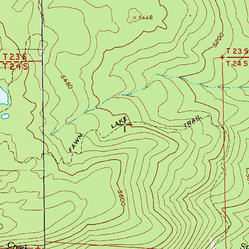 Topographic Map of Fawn Lake Trail, OR