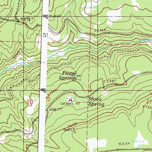 Topographic Map of Fawn Spring, OR