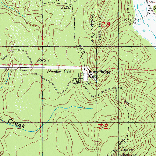 Topographic Map of Fern Ridge Cemetery, OR