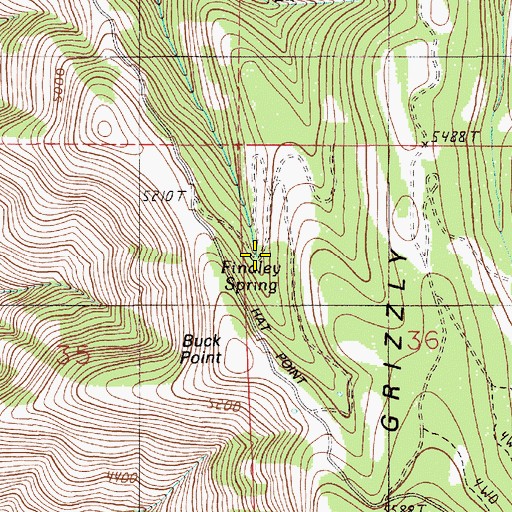 Topographic Map of Findley Spring, OR