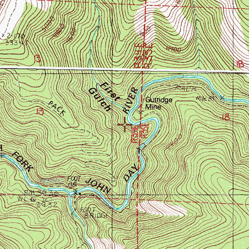 Topographic Map of First Gulch, OR