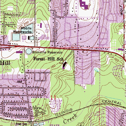 Topographic Map of Bienville Reservoir, AL