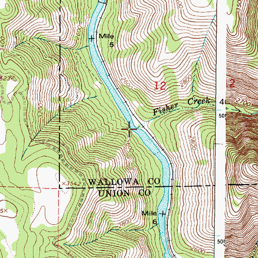 Topographic Map of Fisher Creek, OR