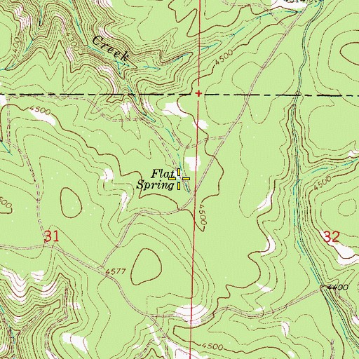Topographic Map of Flat Spring, OR