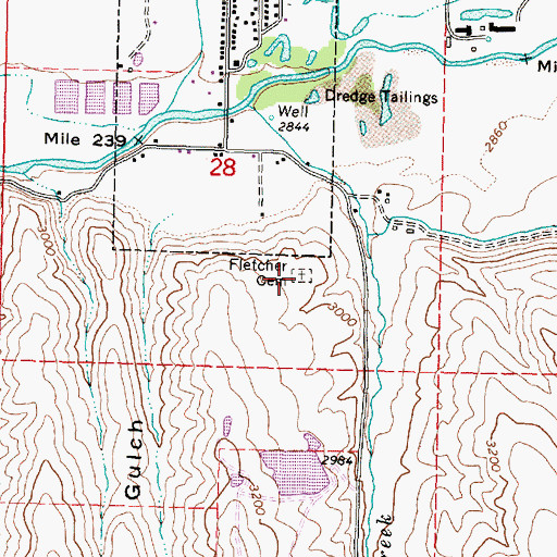 Topographic Map of Fletcher Cemetery, OR