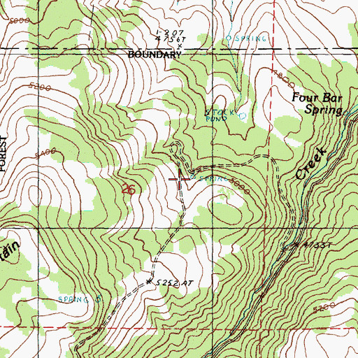 Topographic Map of Four Bar Spring, OR