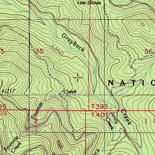 Topographic Map of Fourmile Creek, OR
