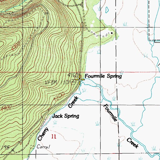 Topographic Map of Fourmile Spring, OR