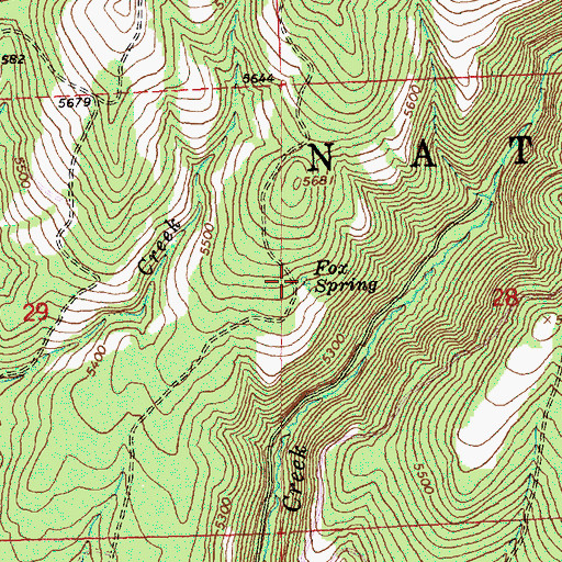 Topographic Map of Fox Spring, OR