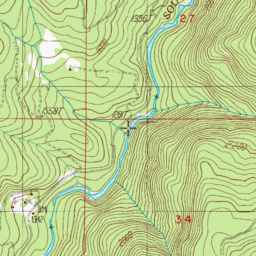 Topographic Map of Francis Creek, OR