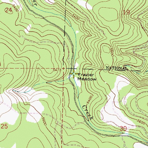 Topographic Map of Frazier Meadow, OR