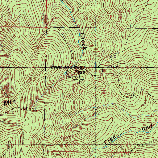 Topographic Map of Free and Easy Pass, OR