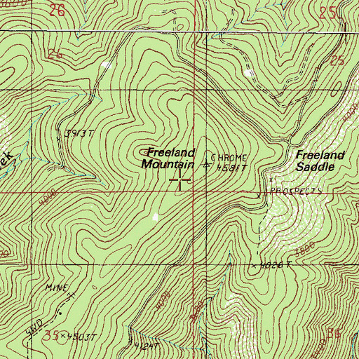 Topographic Map of Freeland Mountain, OR