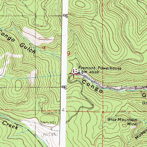 Topographic Map of Fremont Powerhouse, OR