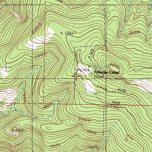 Topographic Map of Fritsche Cabin, OR