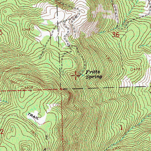 Topographic Map of Fritts Spring, OR